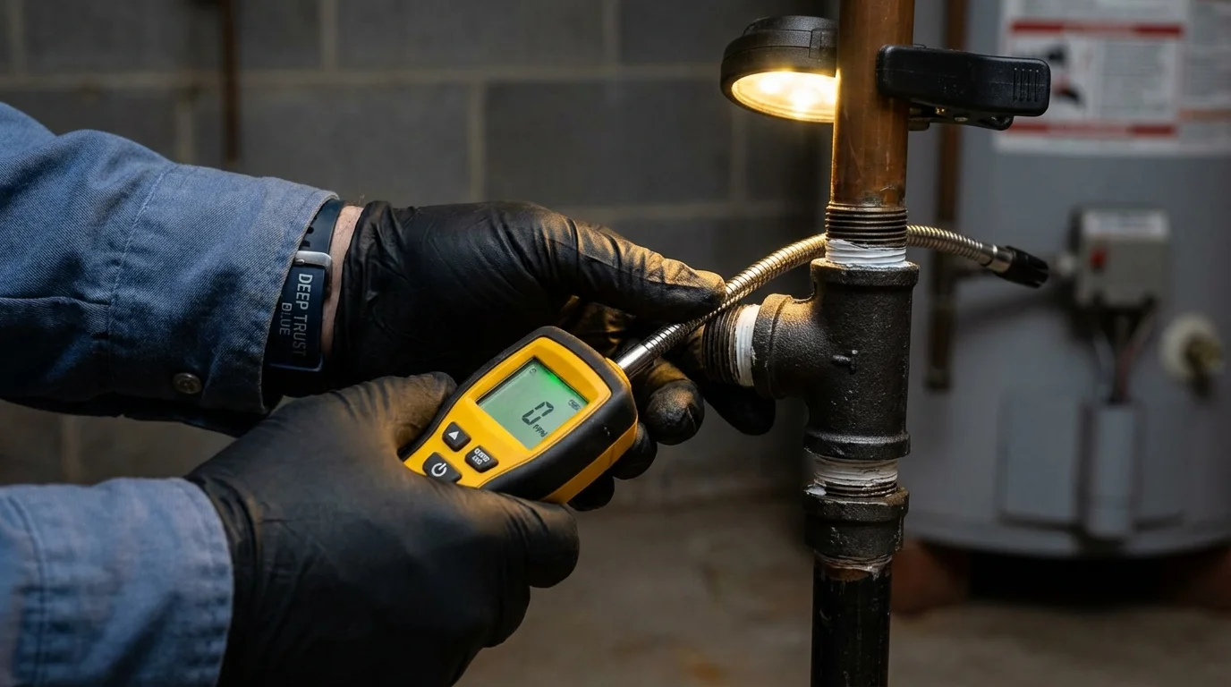 Gas leak detection with electronic sniffer by Johns Plumbing LLC in Winnebago