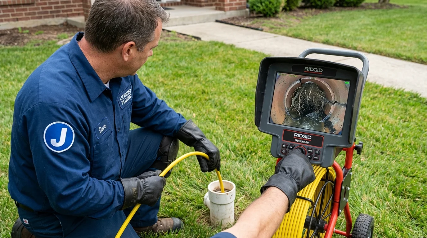 Sewer camera inspection being performed by Johns Plumbing LLC in Winnebago
